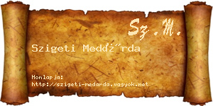 Szigeti Medárda névjegykártya